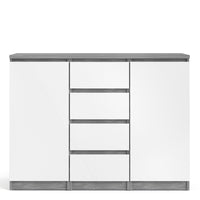 Thumbnail for Sideboard 4 Drawers 2 Doors in Concrete and White High Gloss