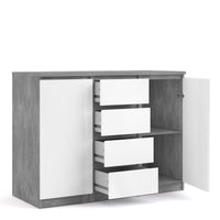 Thumbnail for Sideboard 4 Drawers 2 Doors in Concrete and White High Gloss