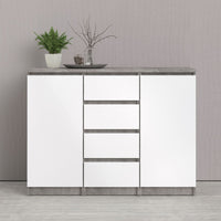 Thumbnail for Sideboard 4 Drawers 2 Doors in Concrete and White High Gloss