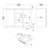 Thumbnail for Large Sideboard 4 Drawers 2 Doors in Jackson Hickory Oak Effect Finish