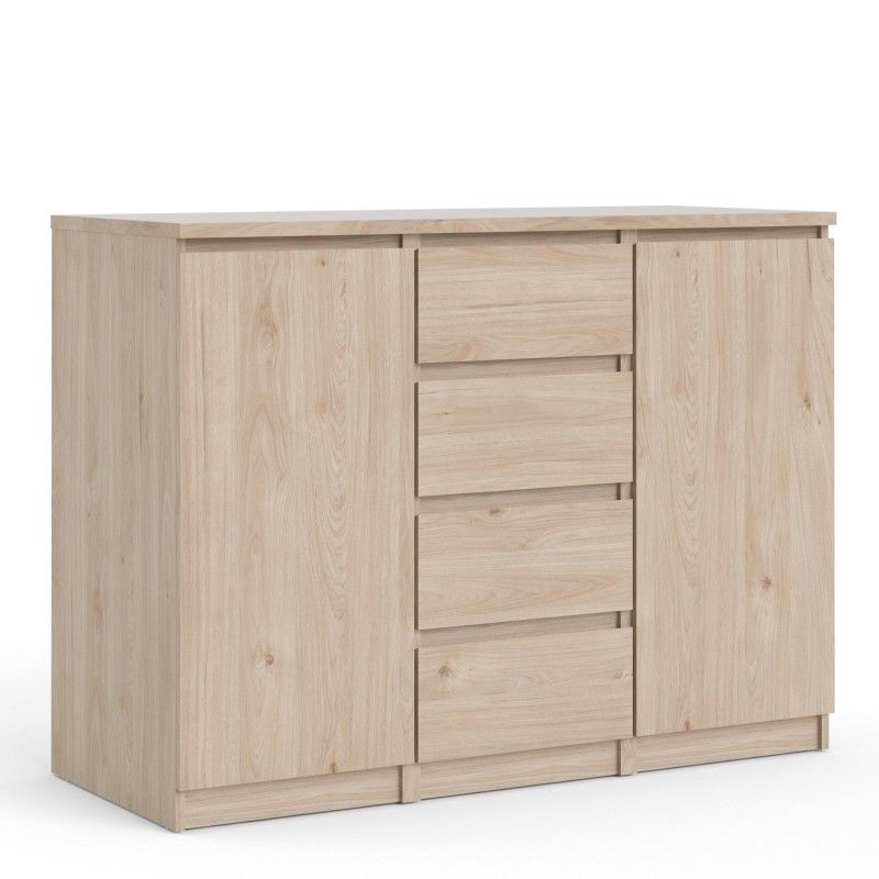 Large Sideboard 4 Drawers 2 Doors in Jackson Hickory Oak Effect Finish