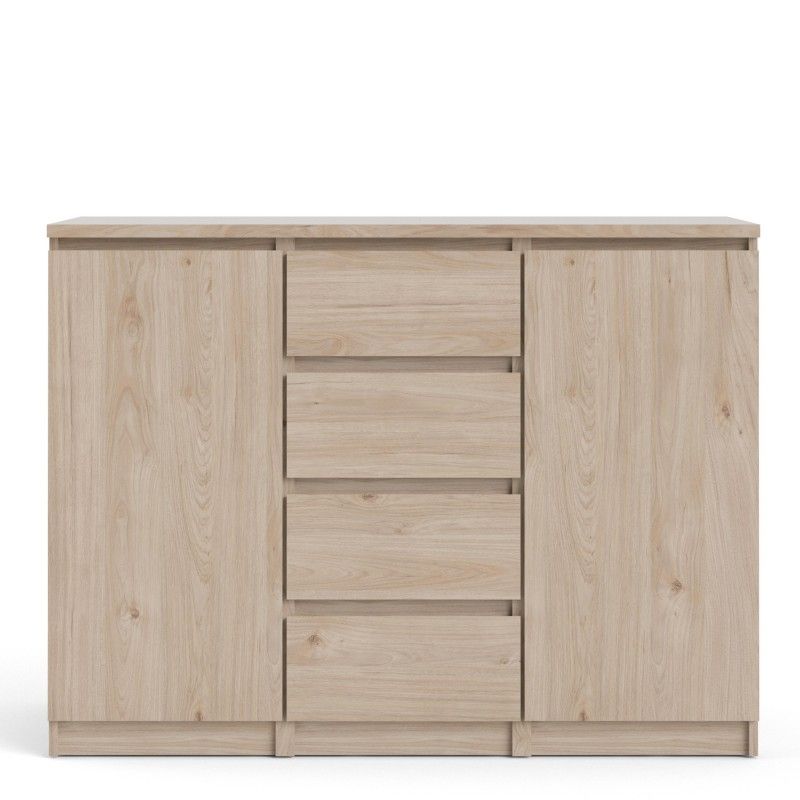 Large Sideboard 4 Drawers 2 Doors in Jackson Hickory Oak Effect Finish