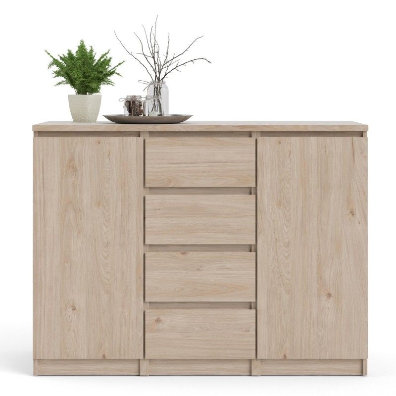 Large Sideboard 4 Drawers 2 Doors in Jackson Hickory Oak Effect Finish