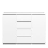 Thumbnail for White High Gloss Sideboard 4 Centre Drawers 2 Doors 120cm Wide