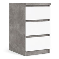 Thumbnail for White High Gloss Concrete Bedside 3 Drawer Cabinet Chest Table