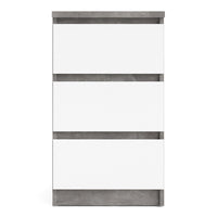 Thumbnail for White High Gloss Concrete Bedside 3 Drawer Cabinet Chest Table