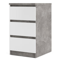 Thumbnail for White High Gloss Concrete Bedside 3 Drawer Cabinet Chest Table