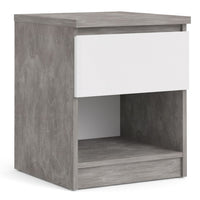 Thumbnail for Naia Bedside 1 Drawer 1 Shelf in Concrete and White High Gloss