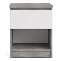 Thumbnail for Naia Bedside 1 Drawer 1 Shelf in Concrete and White High Gloss