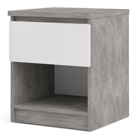 Thumbnail for Naia Bedside 1 Drawer 1 Shelf in Concrete and White High Gloss