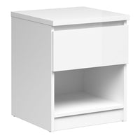 Thumbnail for Naia Bedside 1 Drawer 1 Shelf in White High Gloss