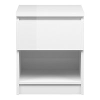 Thumbnail for Naia Bedside 1 Drawer 1 Shelf in White High Gloss