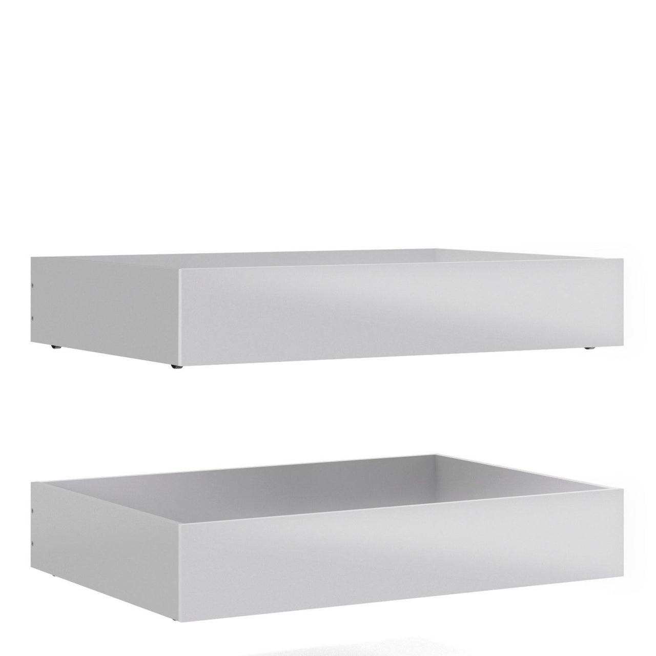 Set of 2 Underbed Drawers (for Single or Double beds) in White High Gloss