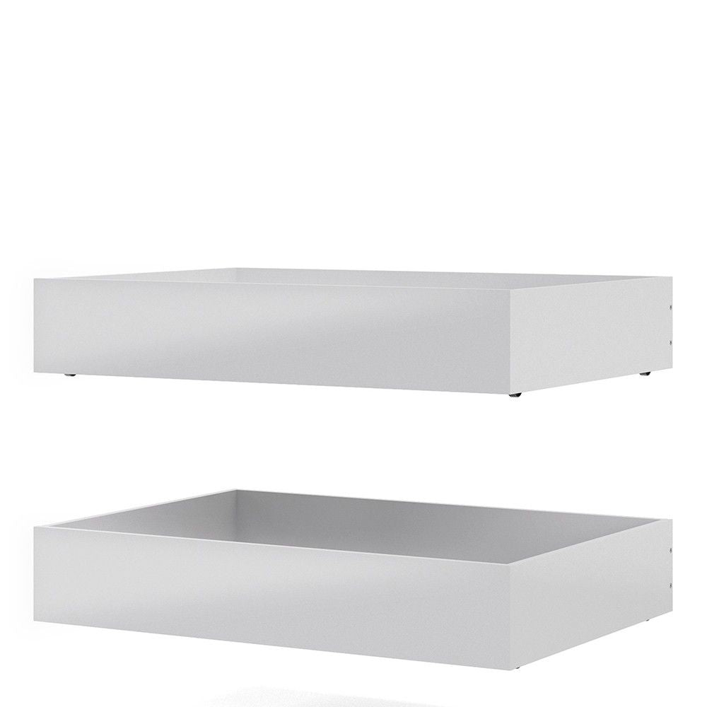 Set of 2 Underbed Drawers (for Single or Double beds) in White High Gloss