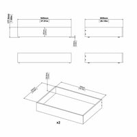 Thumbnail for Set of 2 Underbed Drawers (for Single or Double beds) in White High Gloss