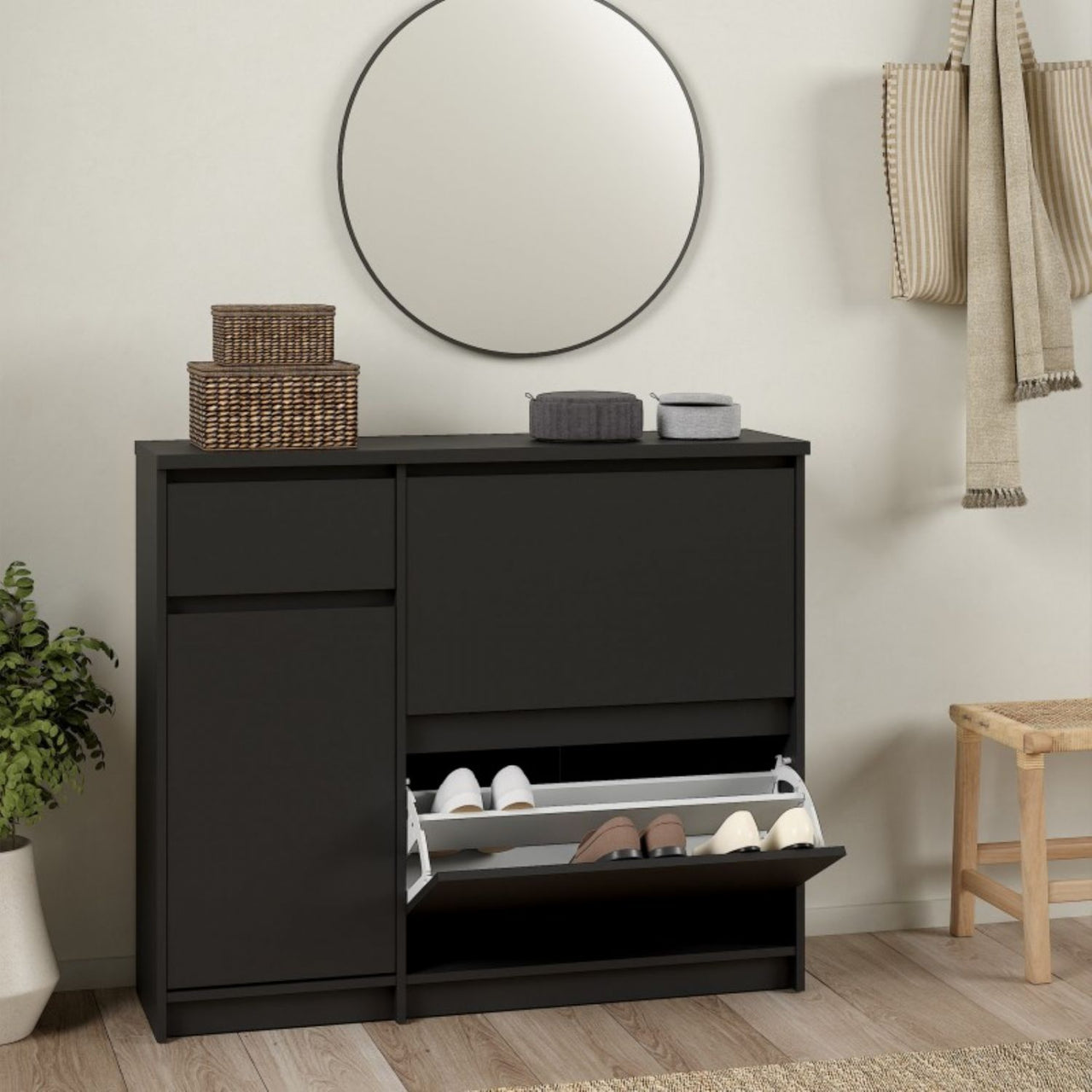 Matt Black Shoe Storage Cabinet