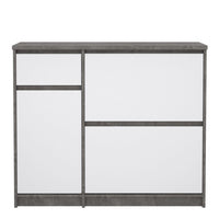 Thumbnail for Shoe Cabinet with 2 Shoe Compartments, 1 Door and 1 Drawer in Concrete and White High Gloss