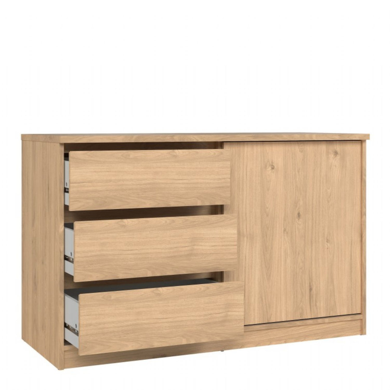 Storage Unit with 1 Sliding Door and 3 Drawers in Jackson Hickory Oak