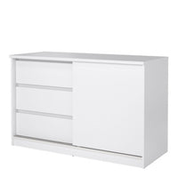 Thumbnail for Storage Unit with 1 Sliding Door and 3 Drawers in White High Gloss