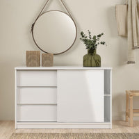 Thumbnail for Storage Unit with 1 Sliding Door and 3 Drawers in White High Gloss