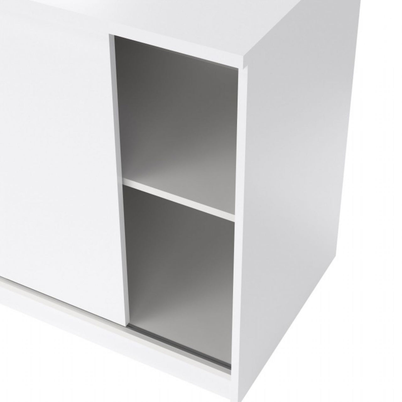 Storage Unit with 1 Sliding Door and 3 Drawers in White High Gloss