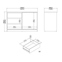 Thumbnail for Storage Unit with 1 Sliding Door and 3 Drawers in White High Gloss