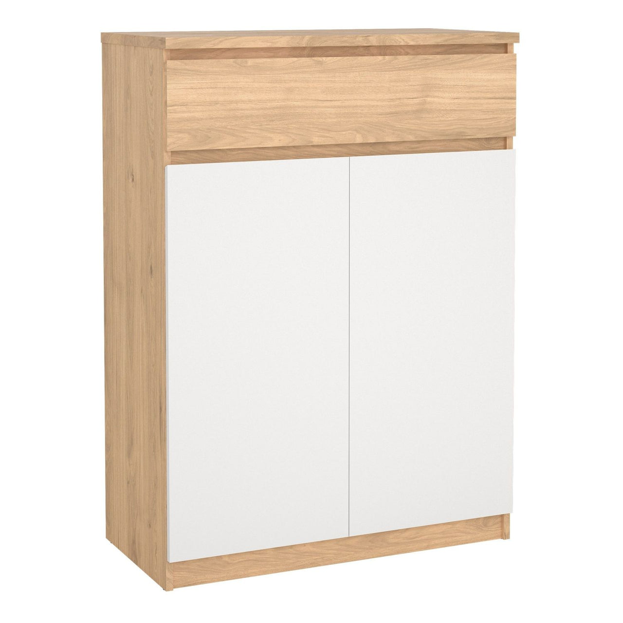 Naia Shoe Cabinet with 2 Doors +1 Drawer in Jackson Hickory Oak and white