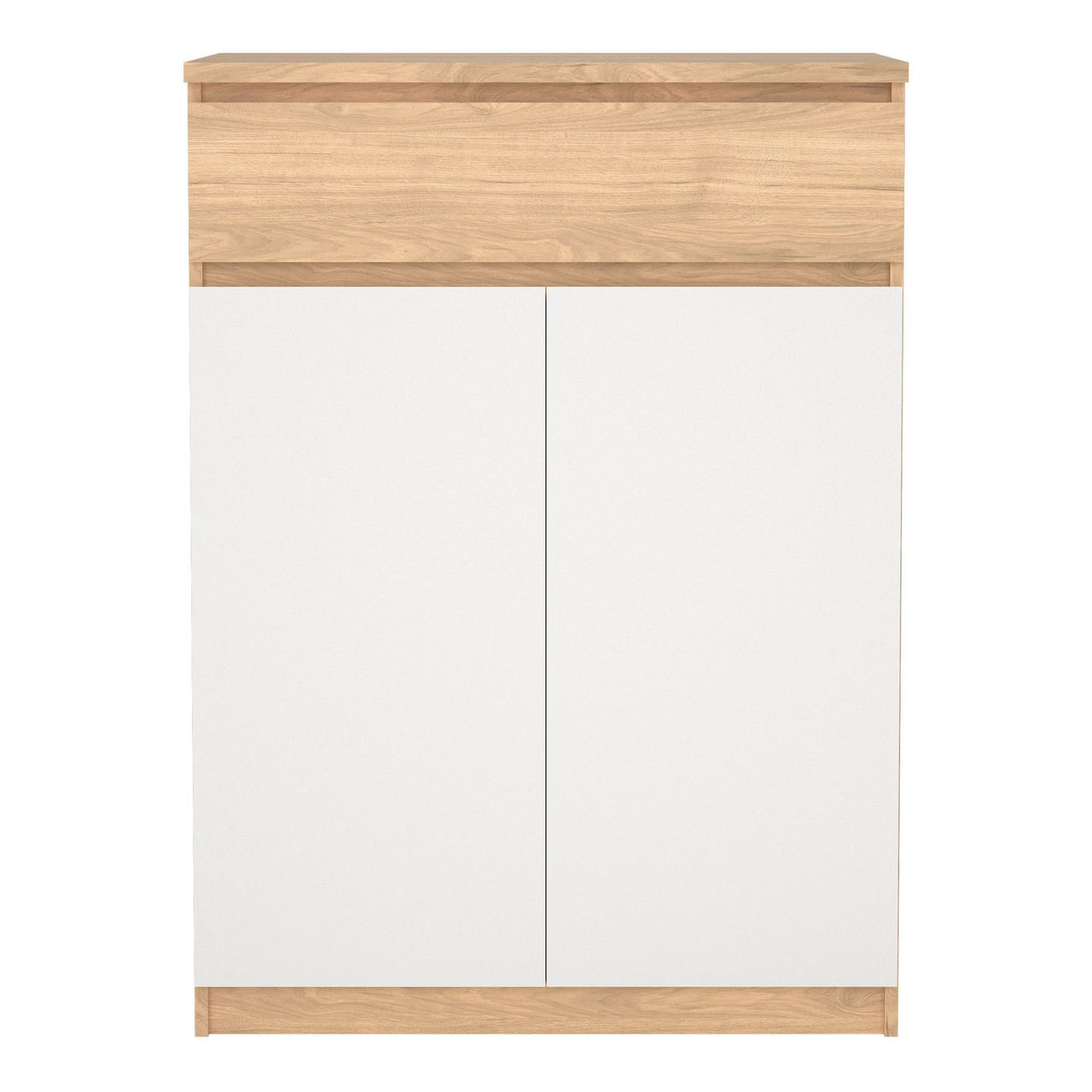 Naia Shoe Cabinet with 2 Doors +1 Drawer in Jackson Hickory Oak and white