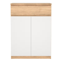 Thumbnail for Naia Shoe Cabinet with 2 Doors +1 Drawer in Jackson Hickory Oak and white