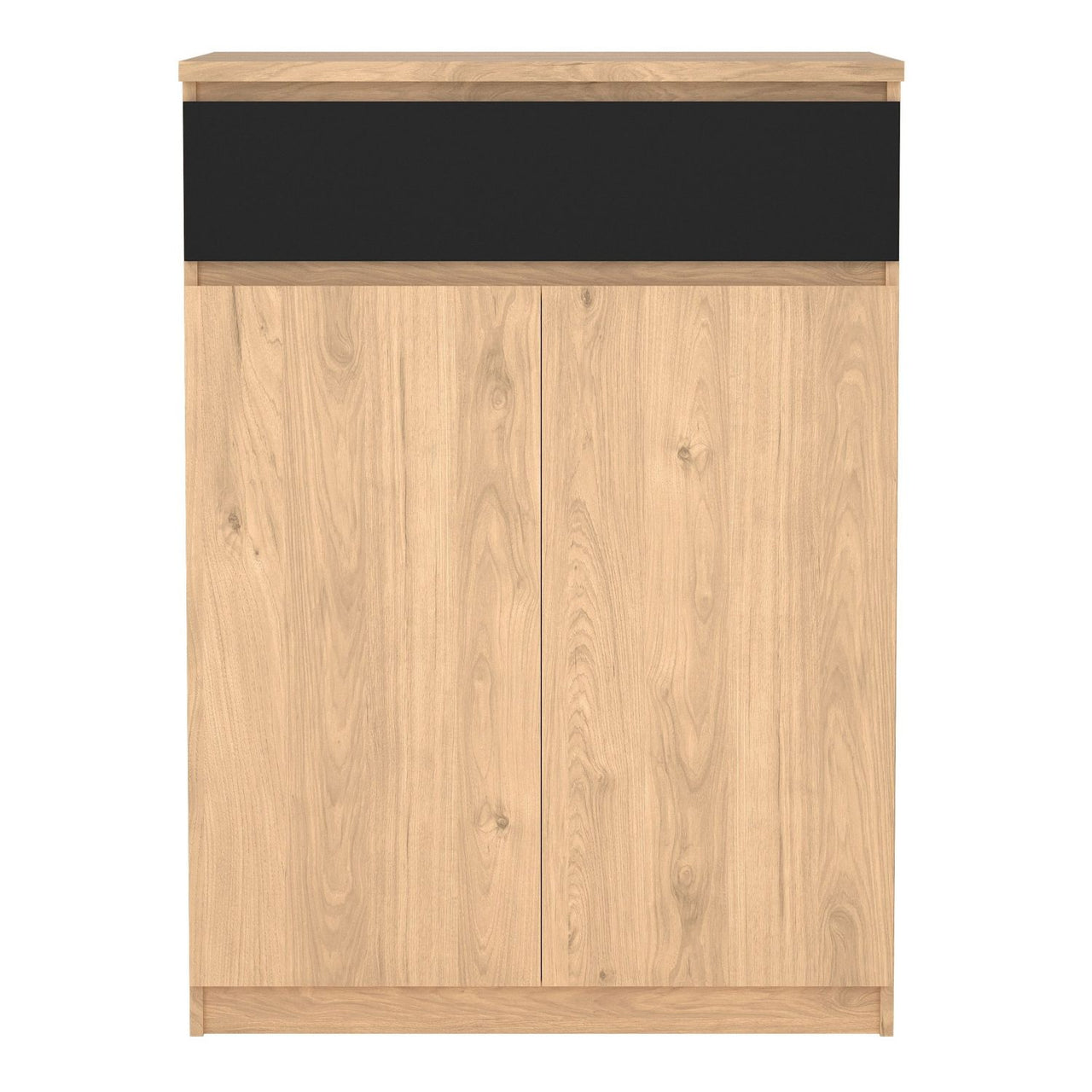 Naia Shoe Cabinet with 2 Doors +1 Drawer in Jackson Hickory Oak and Black