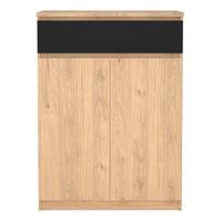 Thumbnail for Naia Shoe Cabinet with 2 Doors +1 Drawer in Jackson Hickory Oak and Black