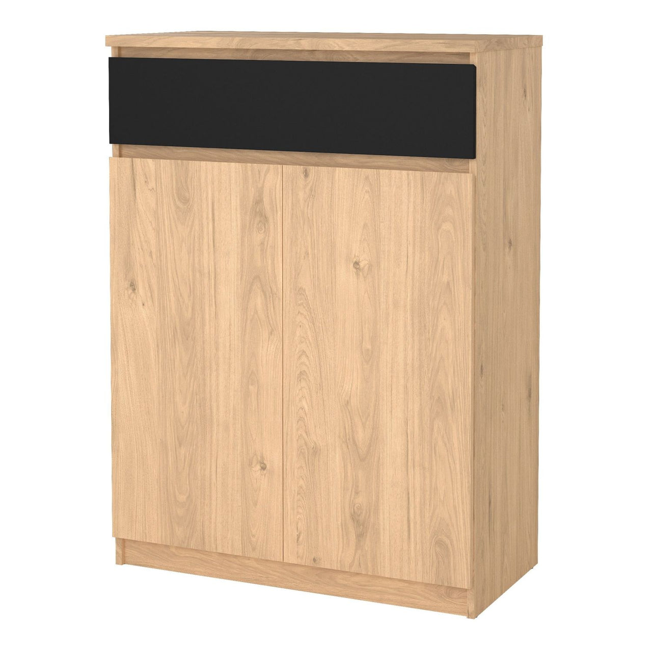 Naia Shoe Cabinet with 2 Doors +1 Drawer in Jackson Hickory Oak and Black