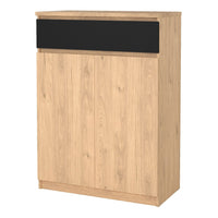 Thumbnail for Naia Shoe Cabinet with 2 Doors +1 Drawer in Jackson Hickory Oak and Black