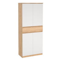 Thumbnail for Naia Shoe Cabinet with 4 Doors 1 Drawer in Jackson Hickory Oak and White