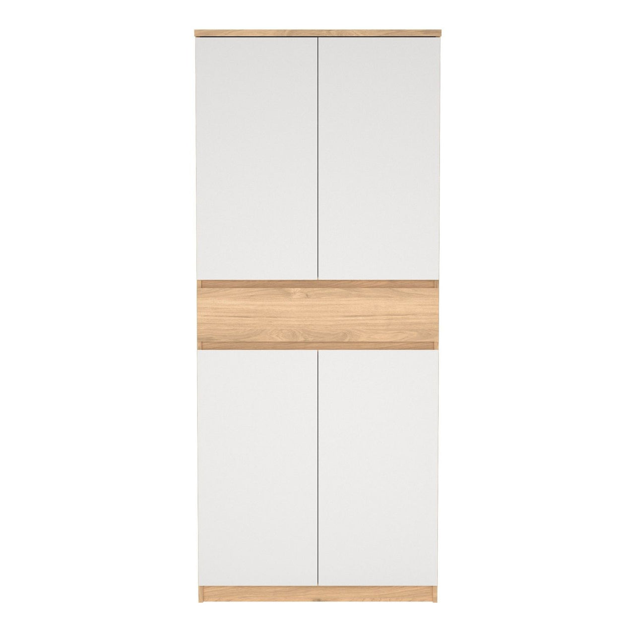 Naia Shoe Cabinet with 4 Doors 1 Drawer in Jackson Hickory Oak and White