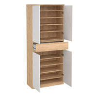 Thumbnail for Naia Shoe Cabinet with 4 Doors 1 Drawer in Jackson Hickory Oak and White