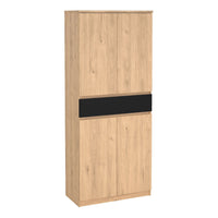 Thumbnail for Shoe Cabinet with 4 Doors 1 Drawer in Jackson Hickory Oak and Black