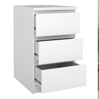 Thumbnail for Naia Package Bedside 3 Drawers + Chest of 5 Drawers + Wardrobe with 2 doors + 1 drawer in White High Gloss