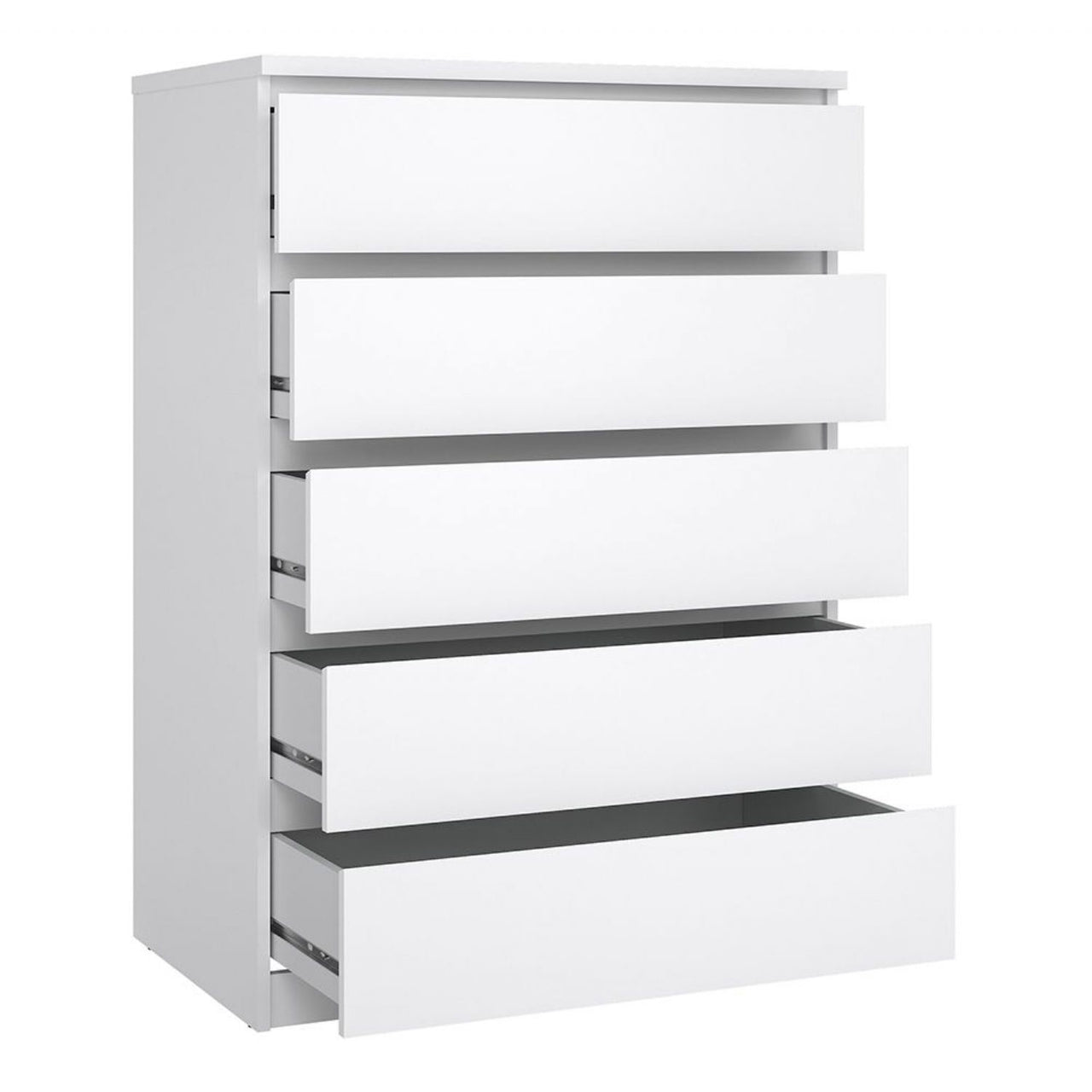 Naia Package Bedside 3 Drawers + Chest of 5 Drawers + Wardrobe with 2 doors + 1 drawer in White High Gloss