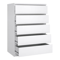 Thumbnail for Naia Package Bedside 3 Drawers + Chest of 5 Drawers + Wardrobe with 2 doors + 1 drawer in White High Gloss