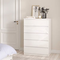 Thumbnail for Naia Package Bedside 3 Drawers + Chest of 5 Drawers + Wardrobe with 2 doors + 1 drawer in White High Gloss