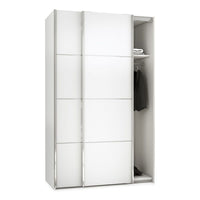 Thumbnail for Traditional Tall White Finish 2 Sliding Double Door Wardrobe