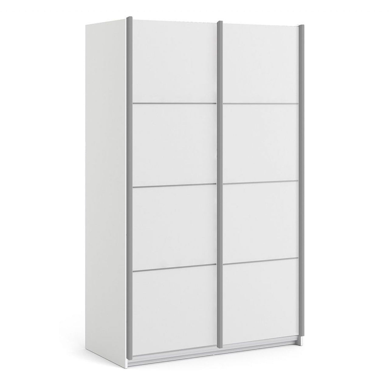 Traditional Tall White Finish 2 Sliding Double Door Wardrobe