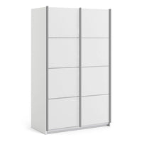 Thumbnail for Traditional Tall White Finish 2 Sliding Double Door Wardrobe