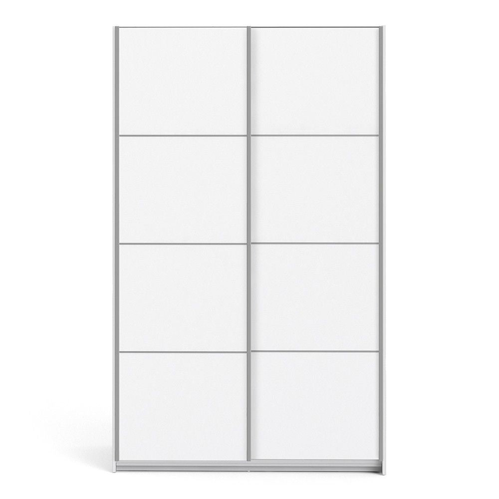 Traditional Tall White Finish 2 Sliding Double Door Wardrobe