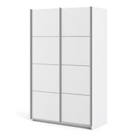 Thumbnail for Traditional Tall White Finish 2 Sliding Double Door Wardrobe