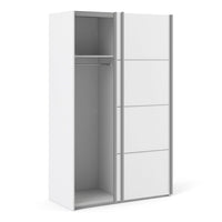 Thumbnail for Traditional Tall White Finish 2 Sliding Double Door Wardrobe