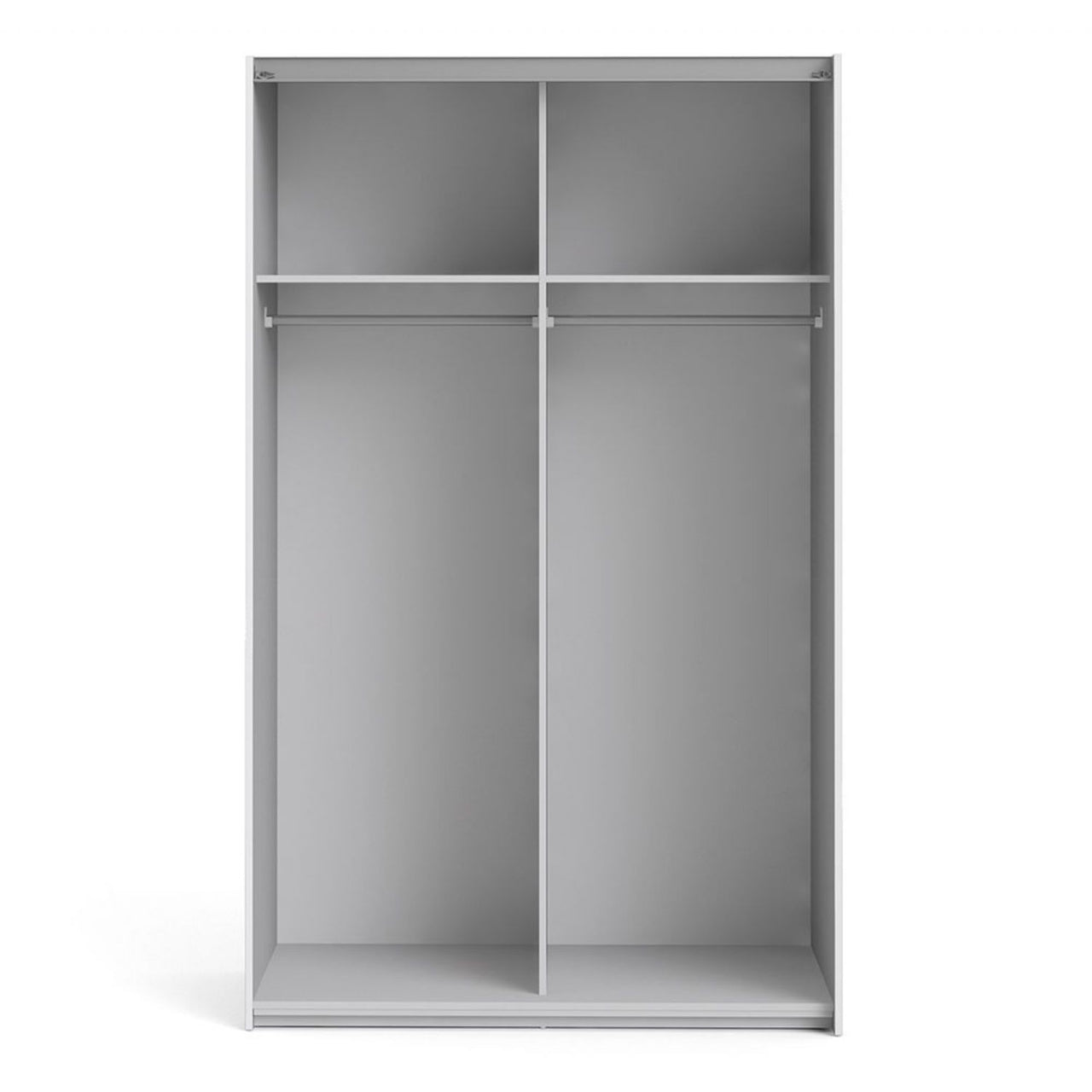 Traditional Tall White Finish 2 Sliding Double Door Wardrobe