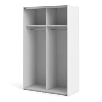 Thumbnail for Traditional Tall White Finish 2 Sliding Double Door Wardrobe