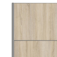 Thumbnail for White Tall Sliding Wardrobe 120cm Light Oak 2 Doors 2 Shelves